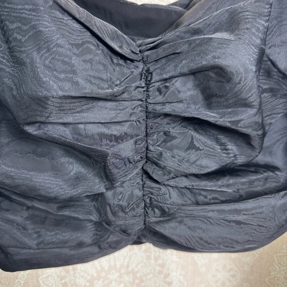 NWT J. Crew Black Ruched Puff Sleeve Crop Top Blouse Size 12